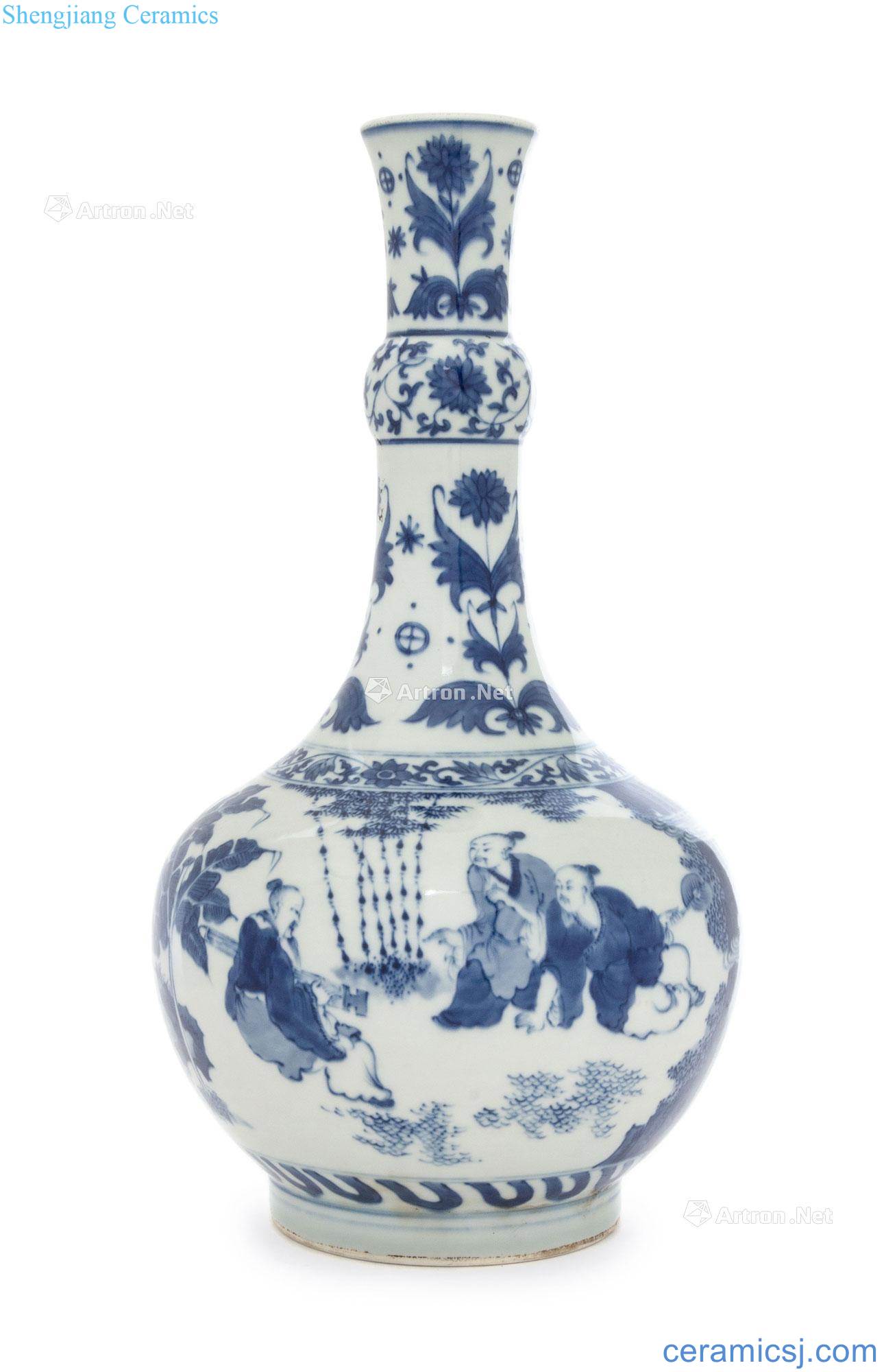 Blue and white bamboo seven sages garlic bottles