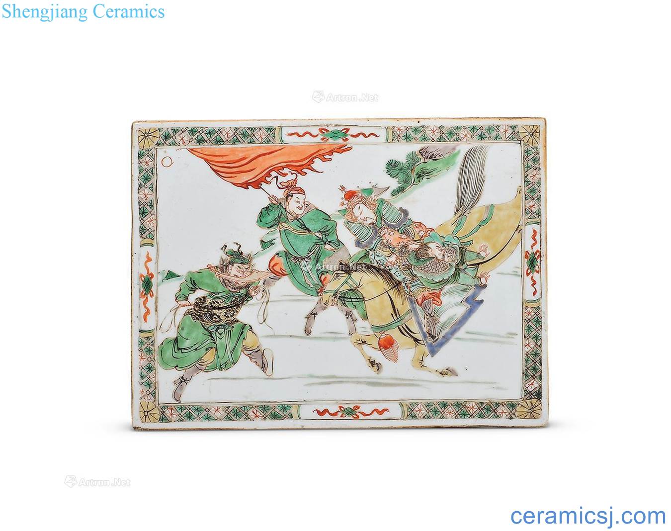 The qing emperor kangxi Colorful porcelain plate knife horse characters