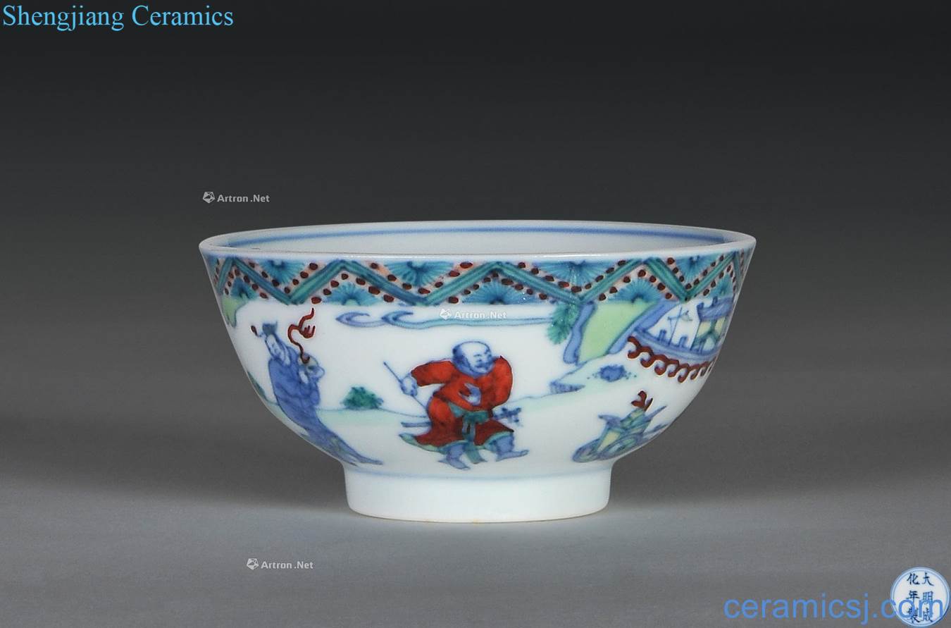 Qing yongzheng eight Francisco bucket color figure bowl up chunks