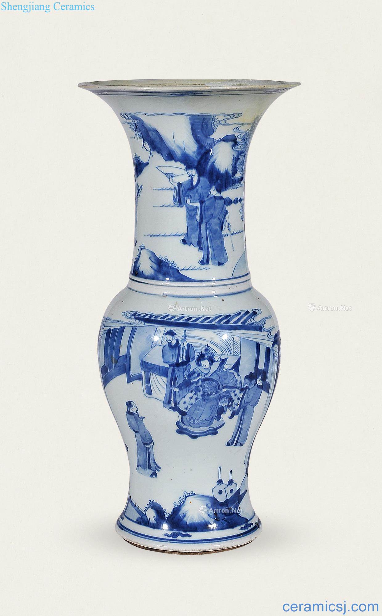 The qing emperor kangxi grain vase with blue and white characters