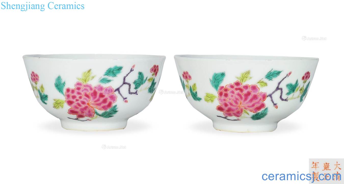 Clear pastel peony grains bowl (a)