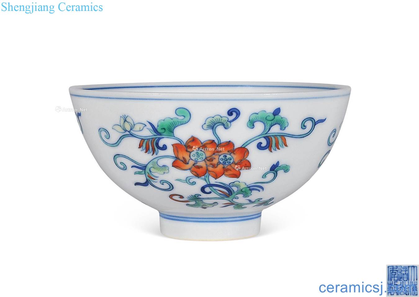 Qing daoguang Dou colors flower tattoo heart bowl