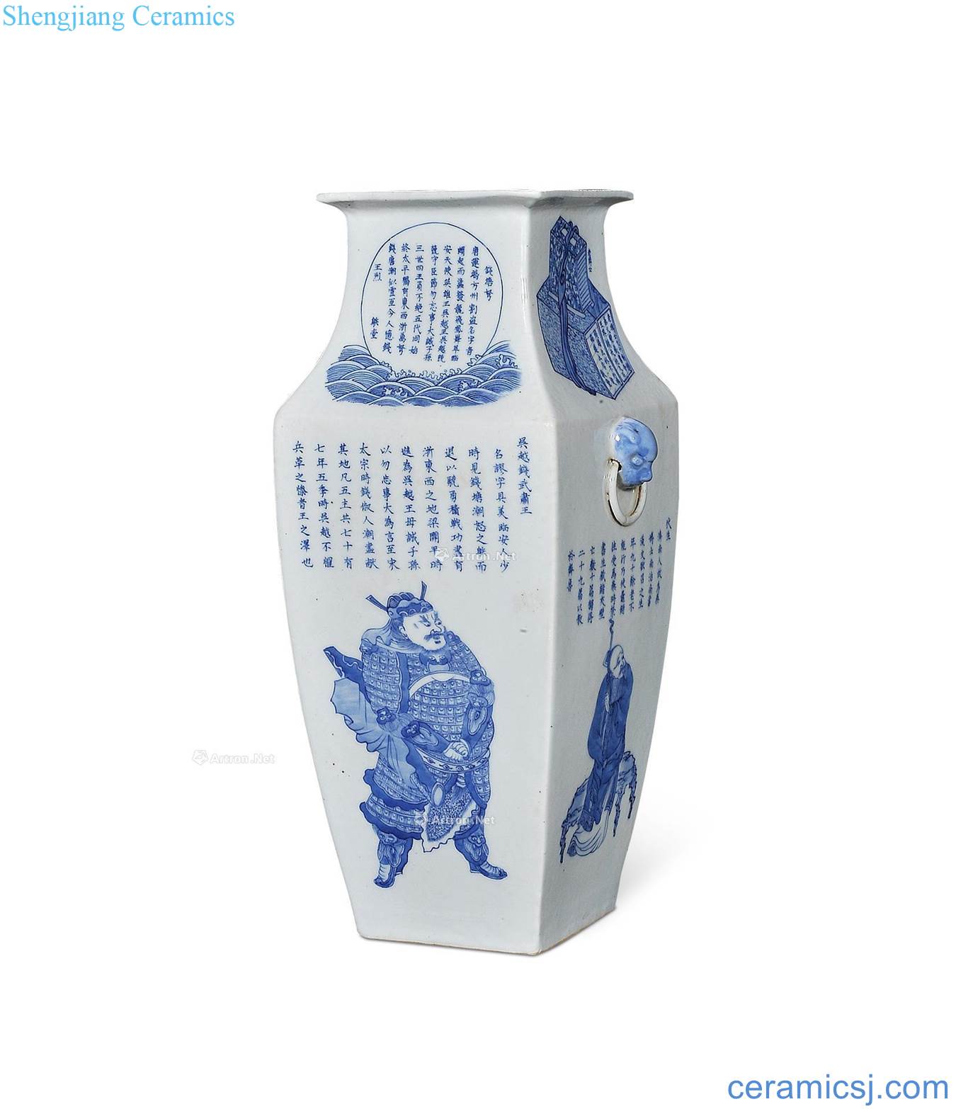 Qing dynasty blue and white one like spectrum ears square bottles
