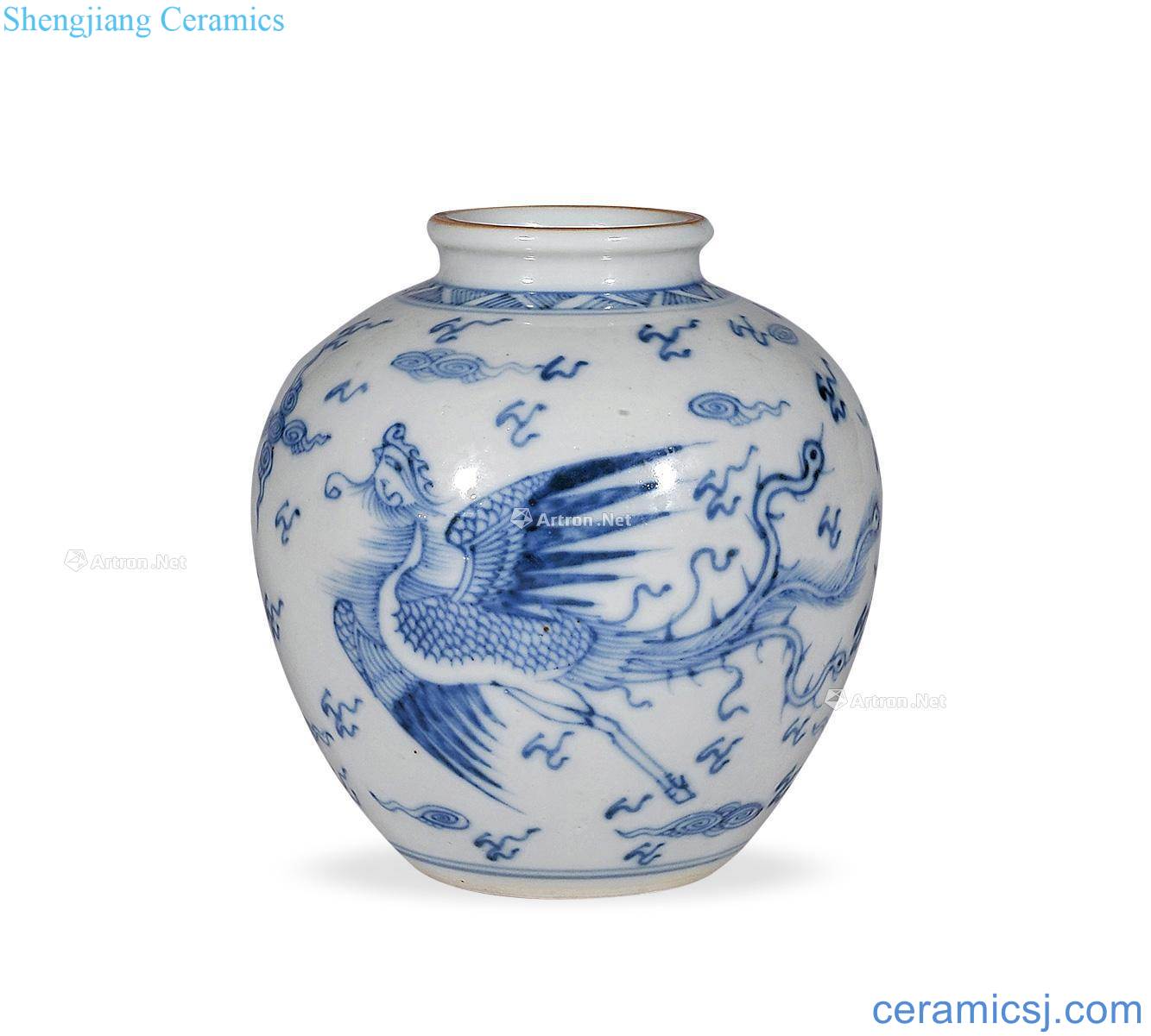 Qing yongzheng Blue and white grain canister