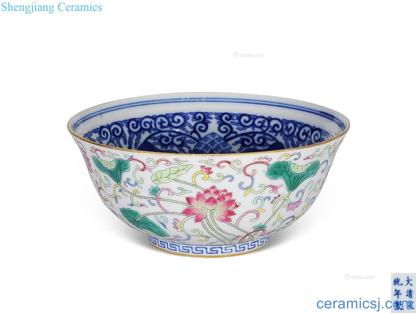 In the qing dynasty xuantong outside pastel blue fold along the bowl