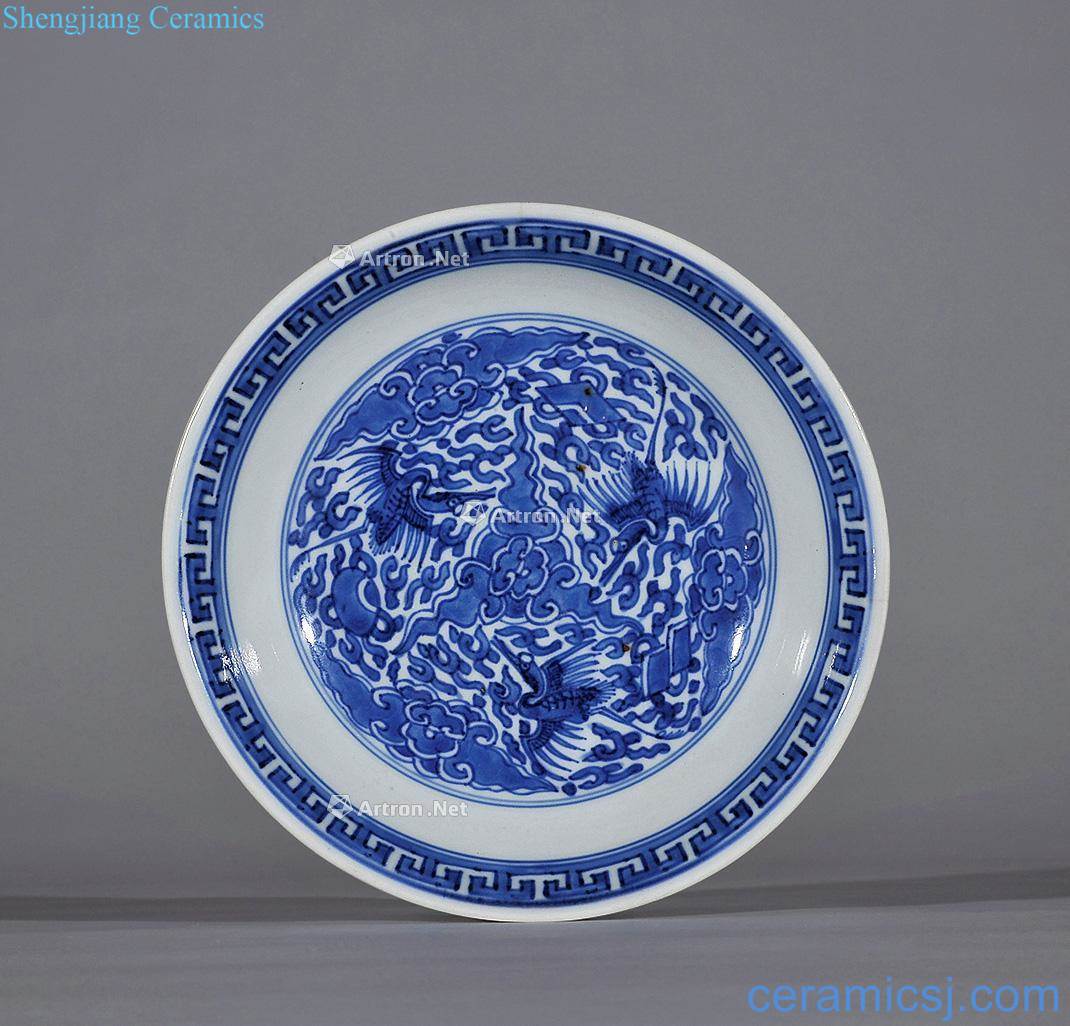 The qing emperor kangxi Blue and white crane tray