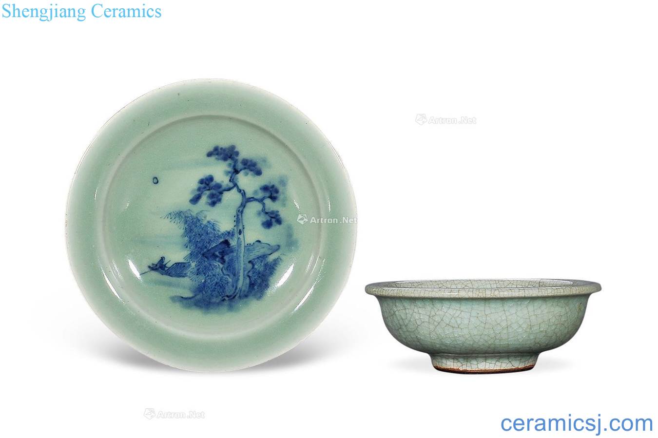 Qing qianlong Pea green, QingHuaPan elder brother glazed bowl (group a),