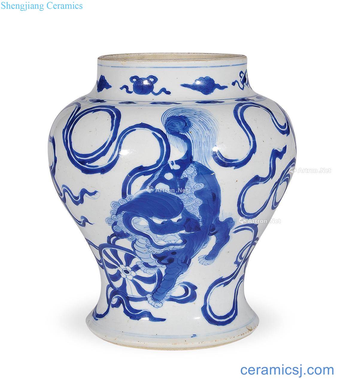 The qing emperor kangxi General blue lion play ball tank