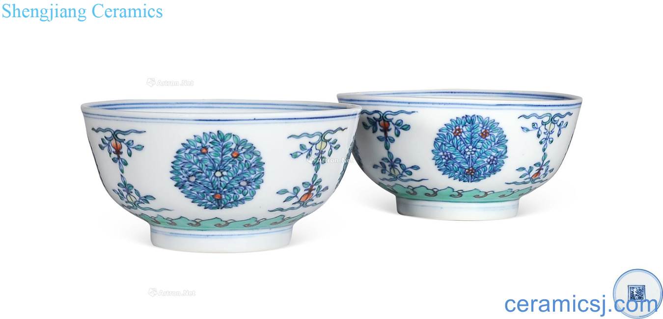 The qing emperor kangxi bucket color flower green-splashed bowls (a)