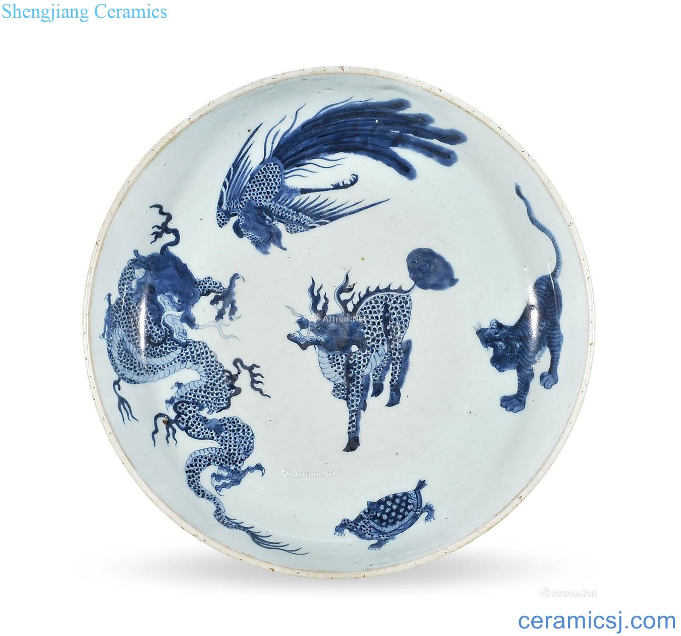 The qing emperor kangxi Five LingTu grail blue and white