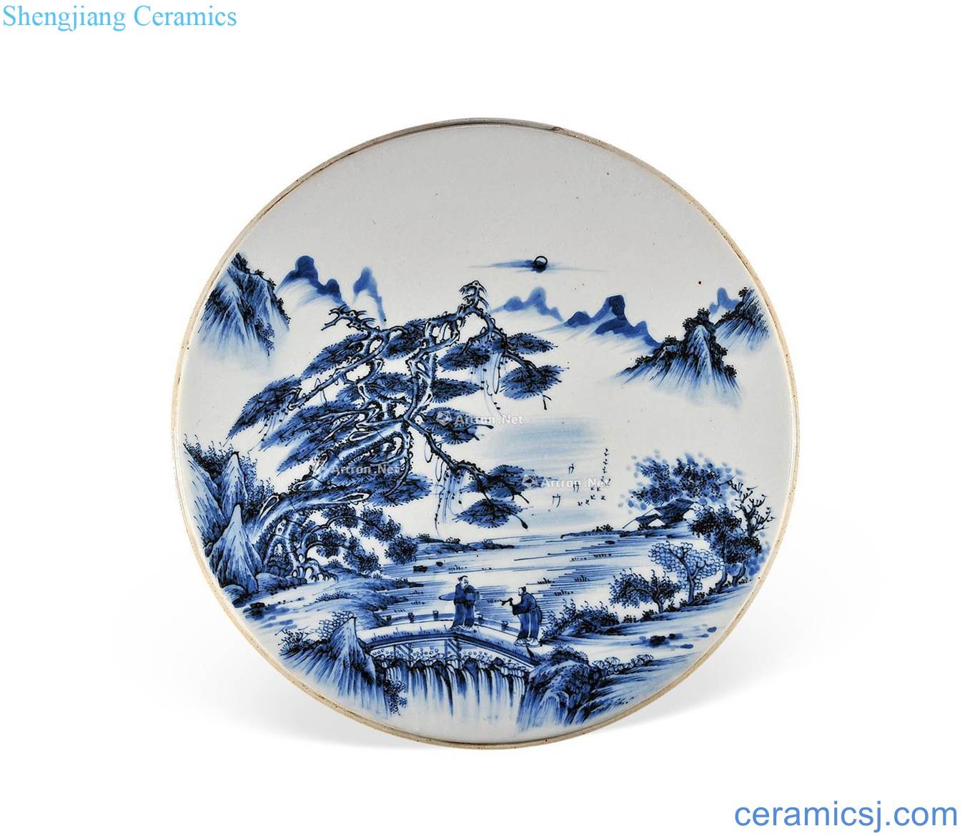Qing dynasty blue-and-white panasonic Gao Shitu porcelain plate