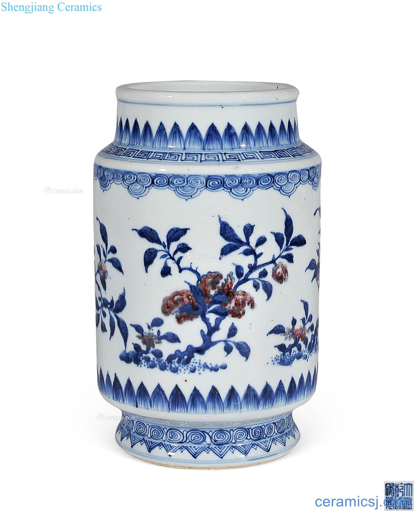 Qing qianlong Blue and white youligong sanduo grain lantern