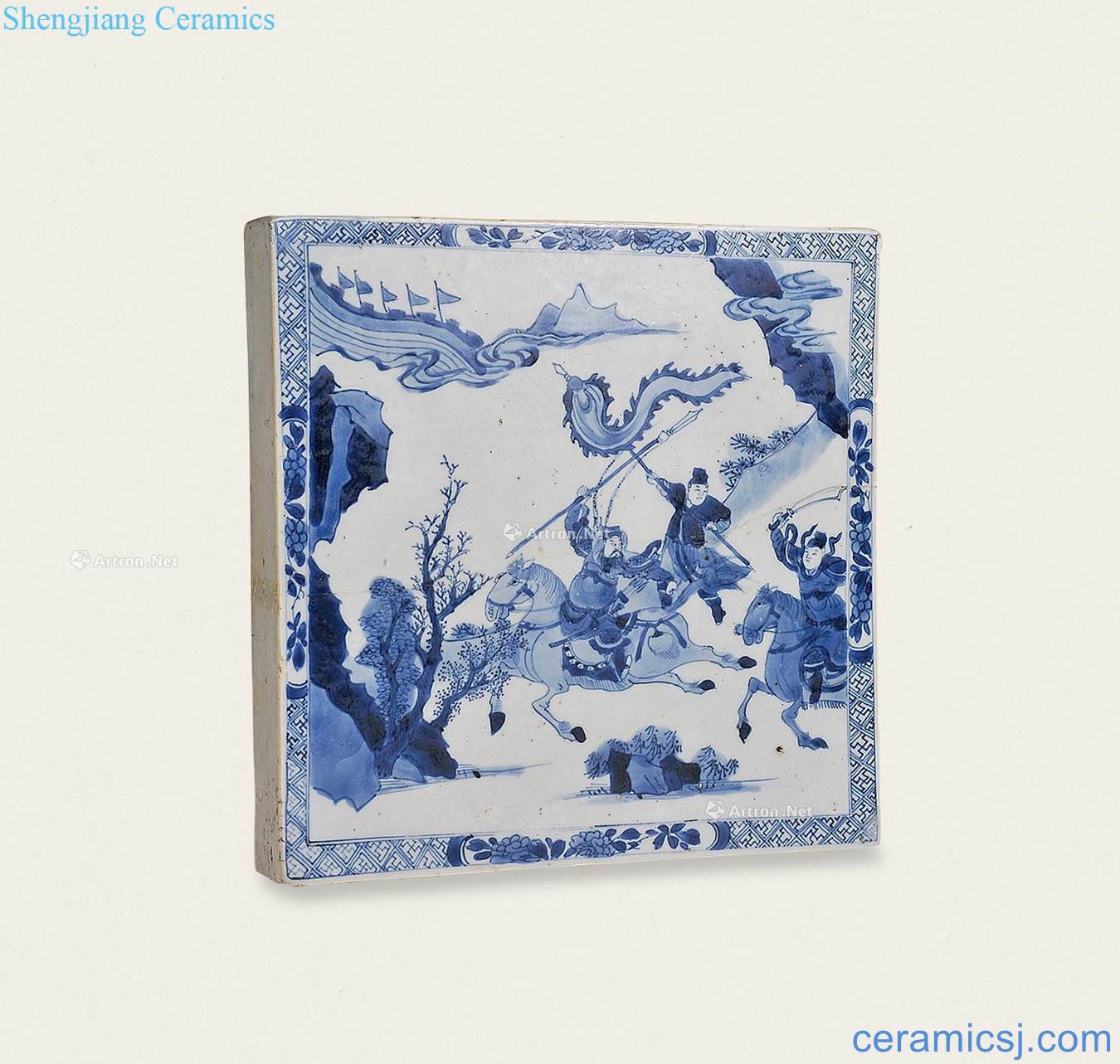 The qing emperor kangxi Blue and white ceramic tile knife horse characters