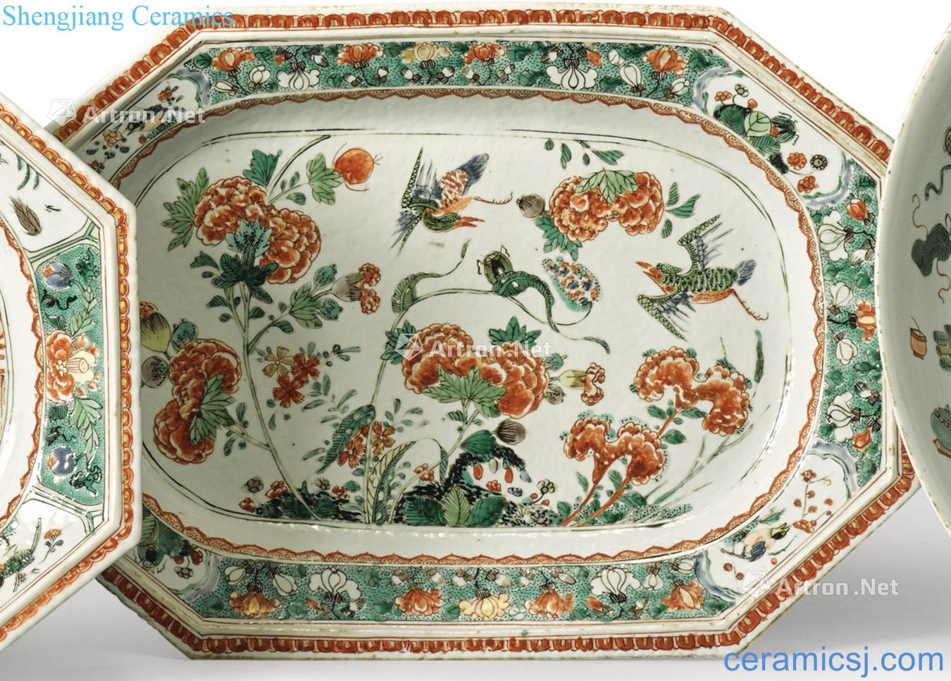 The qing emperor kangxi Figure 8 square plate colorful flowers and birds