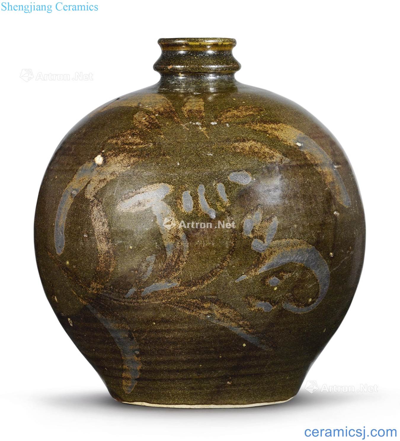 Song/gold Small mouth bottles of brown glaze rust decorative pattern