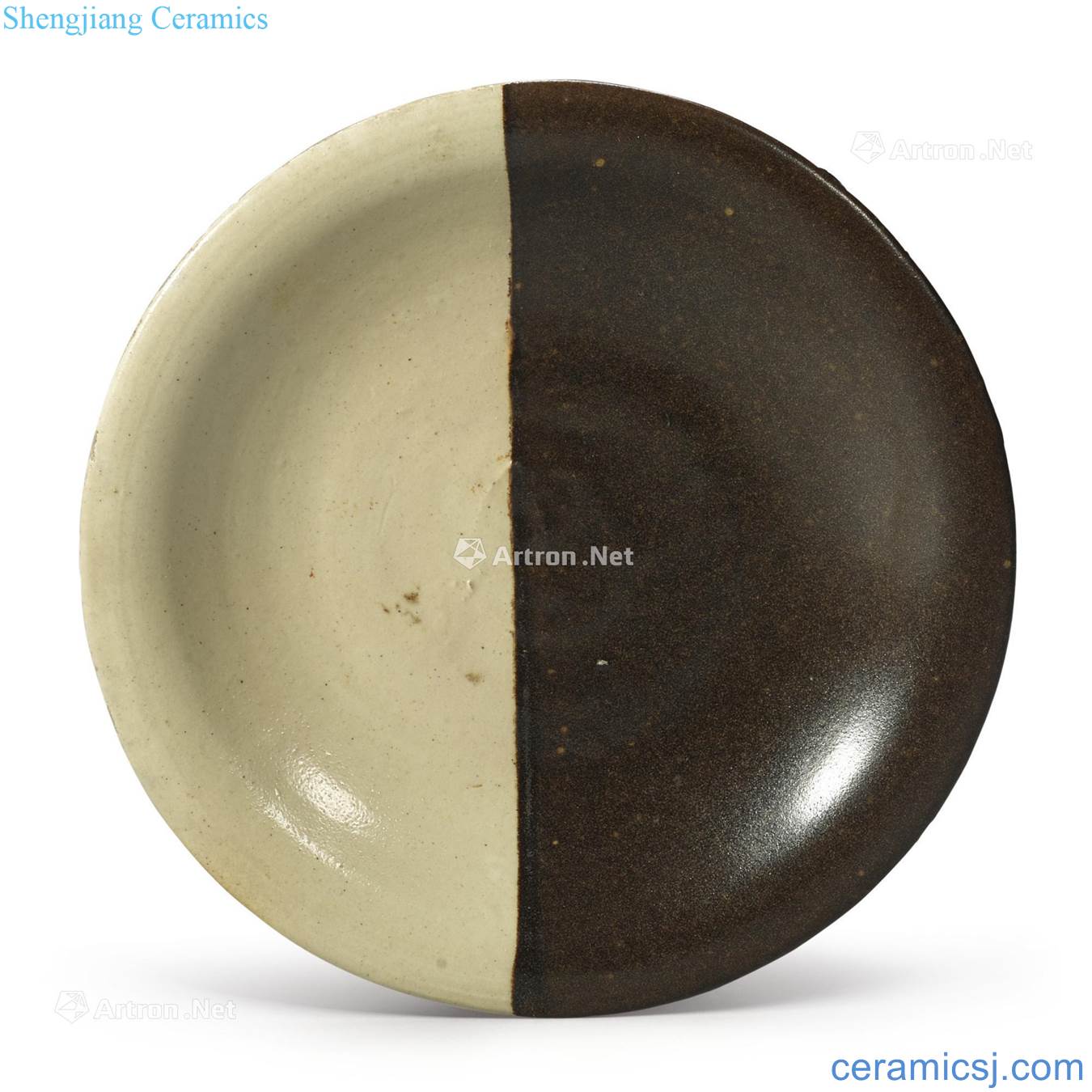 Northern song dynasty/gold Magnetic state kiln black white glaze double color plate