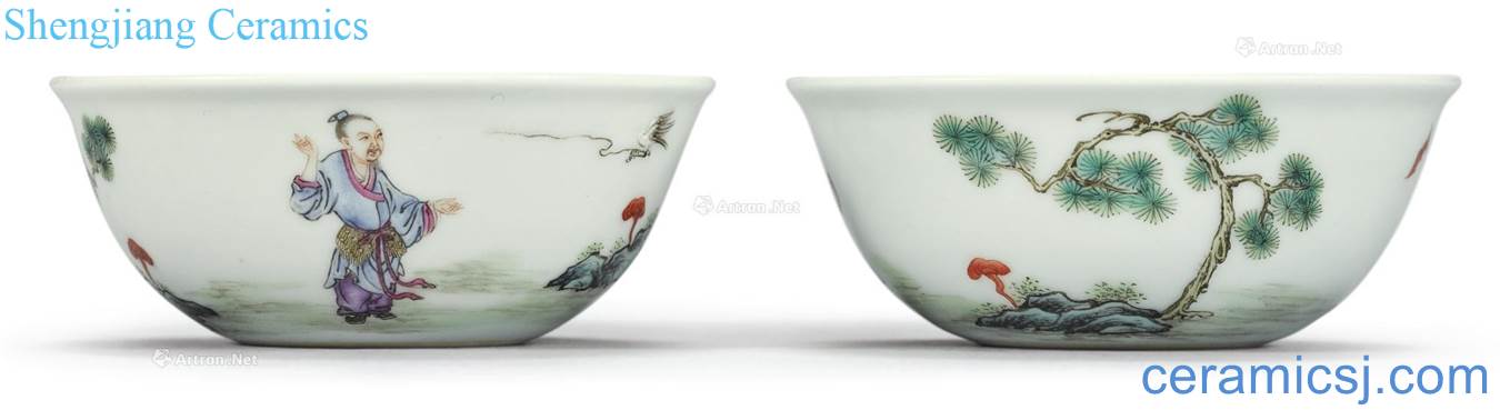 Pastel pines play crane figure cup (a) of the republic of China