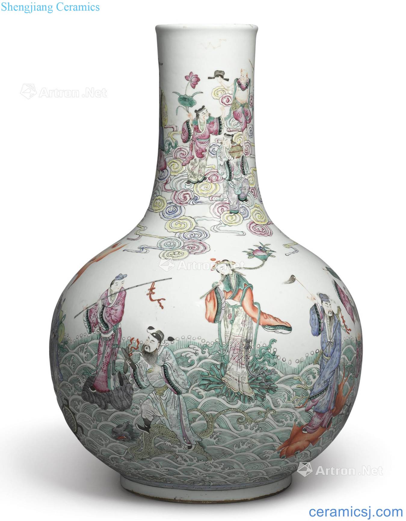 Qing dynasty in the 19th century Pastel figure tree ensemble