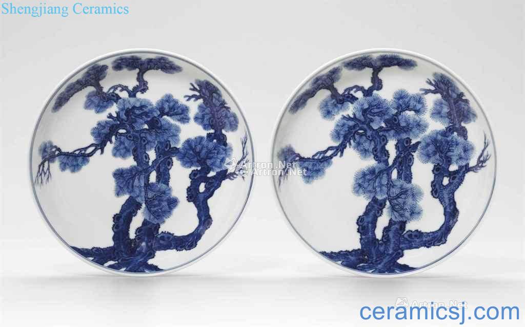 Qing guangxu Blue and white pines figure plate (a)