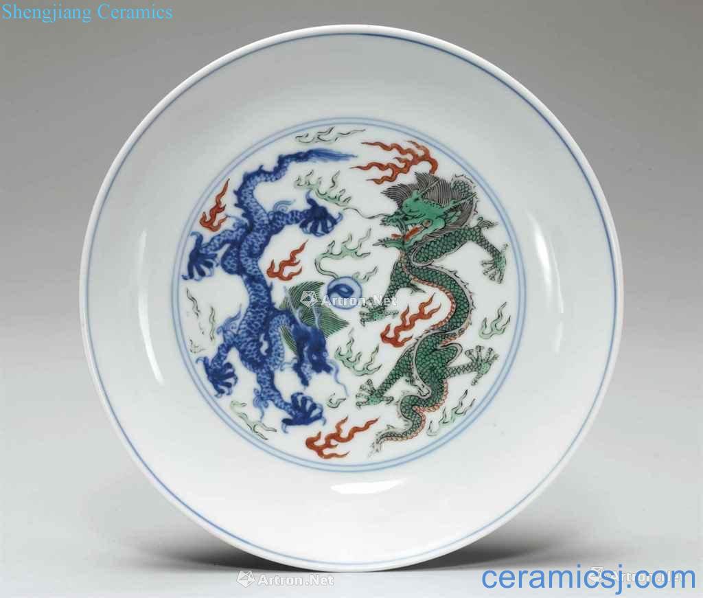 The qing emperor kangxi Colorful dragon playing pearl tray