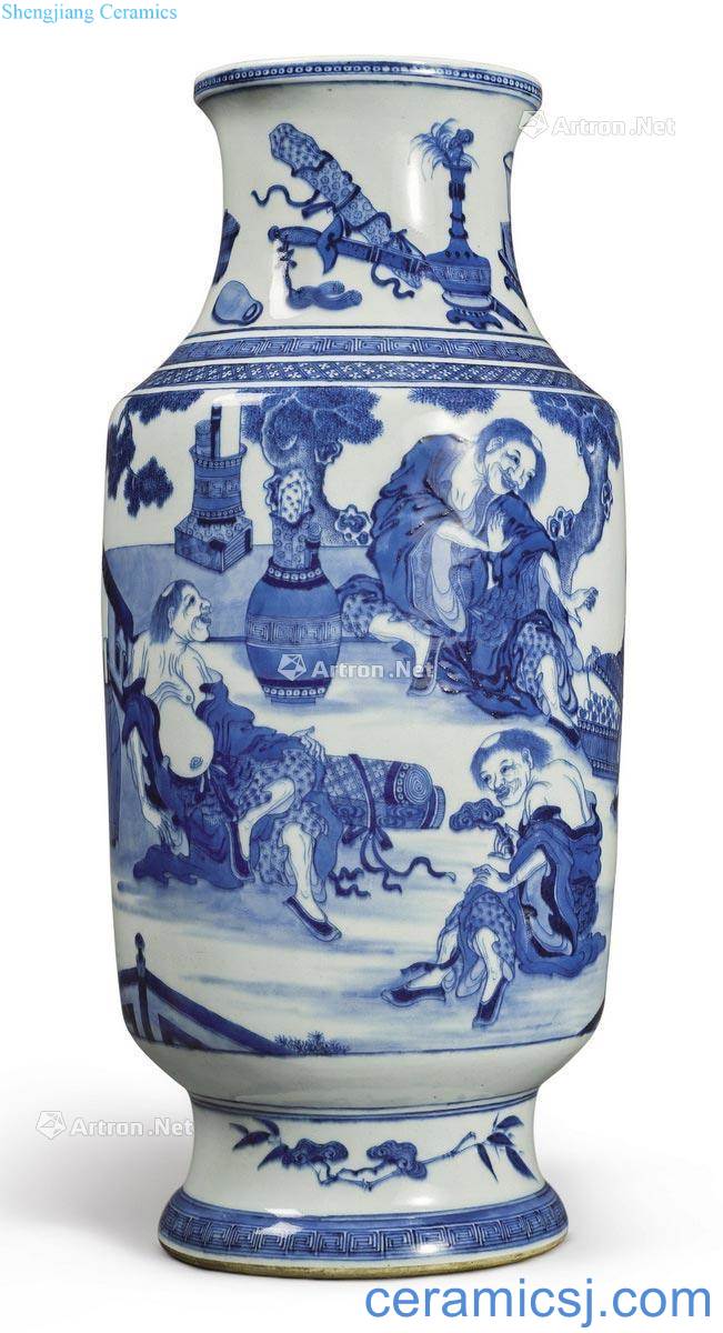 Qing 18 ~ 19 century Four fairy figure lantern bottles of blue and white