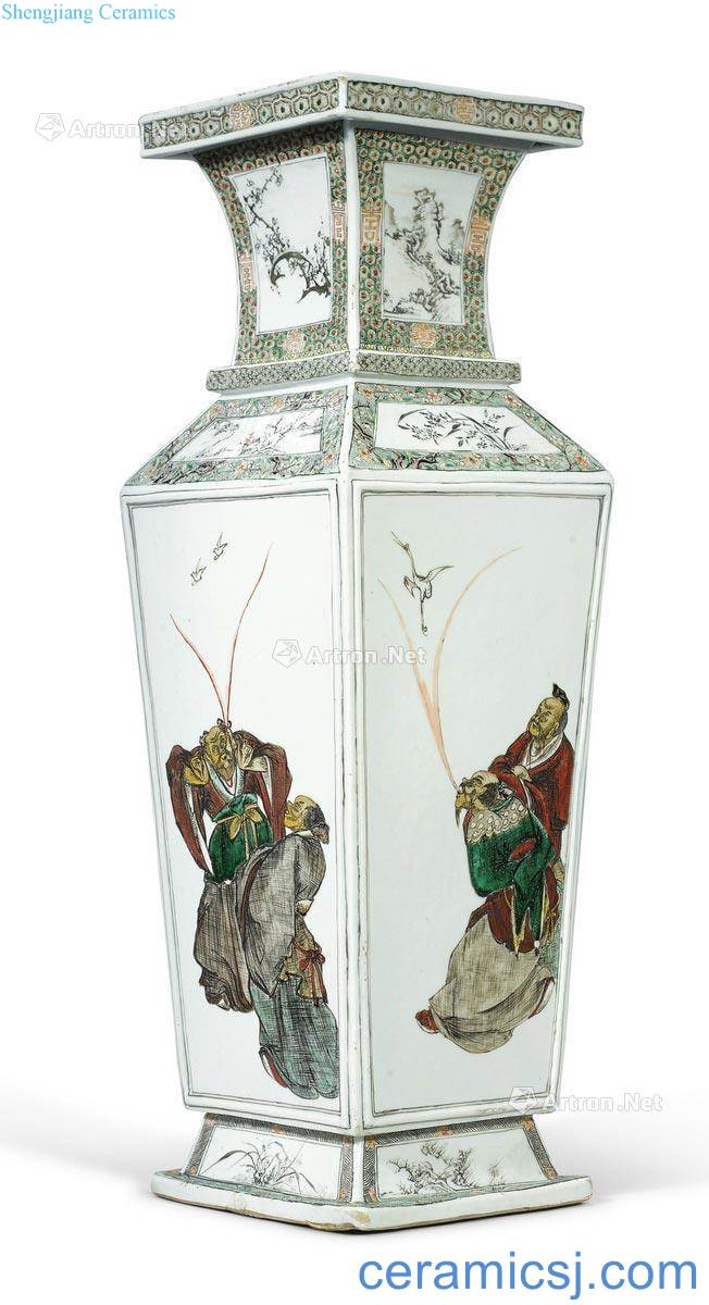 Figure vase colorful paint characters of the reign of emperor kangxi