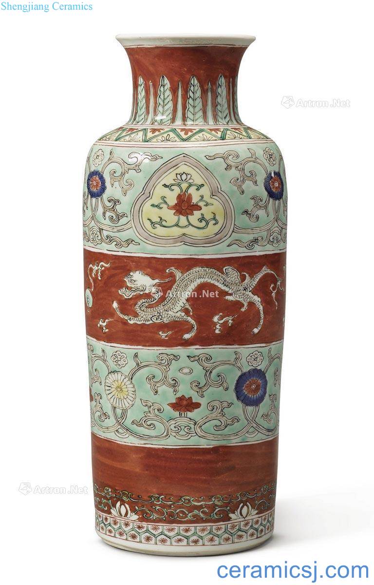 The qing emperor kangxi Colorful ssangyong bead flower grain tube bottles