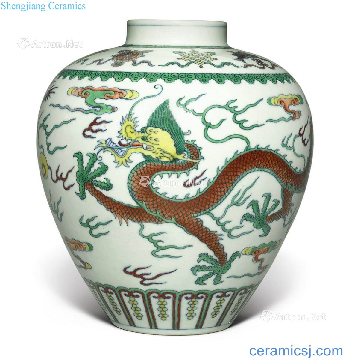 Qing qianlong bucket color bead YunLongWen cans