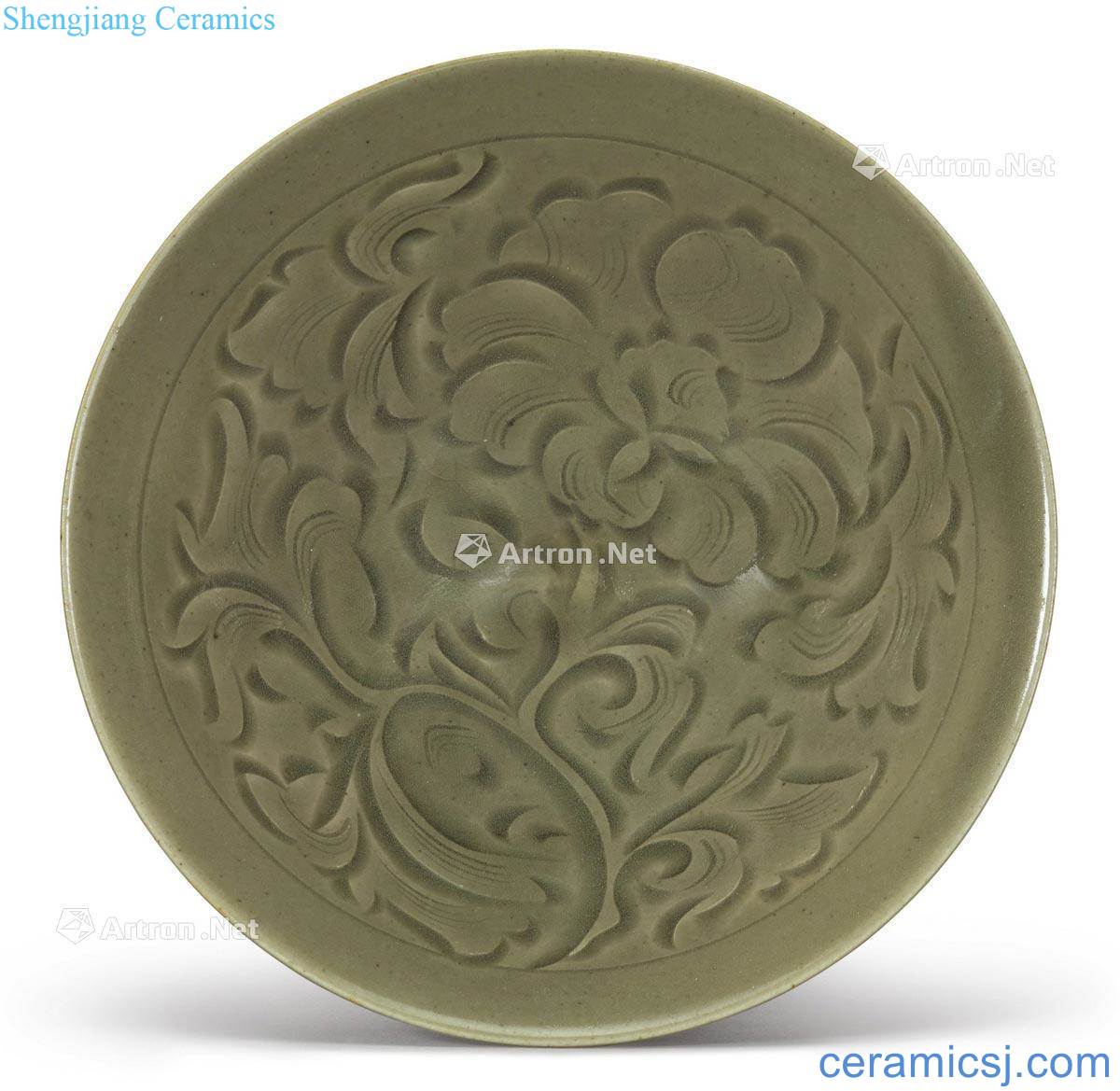 The song ~ gold Yao state kiln peony grains 盌 green glaze