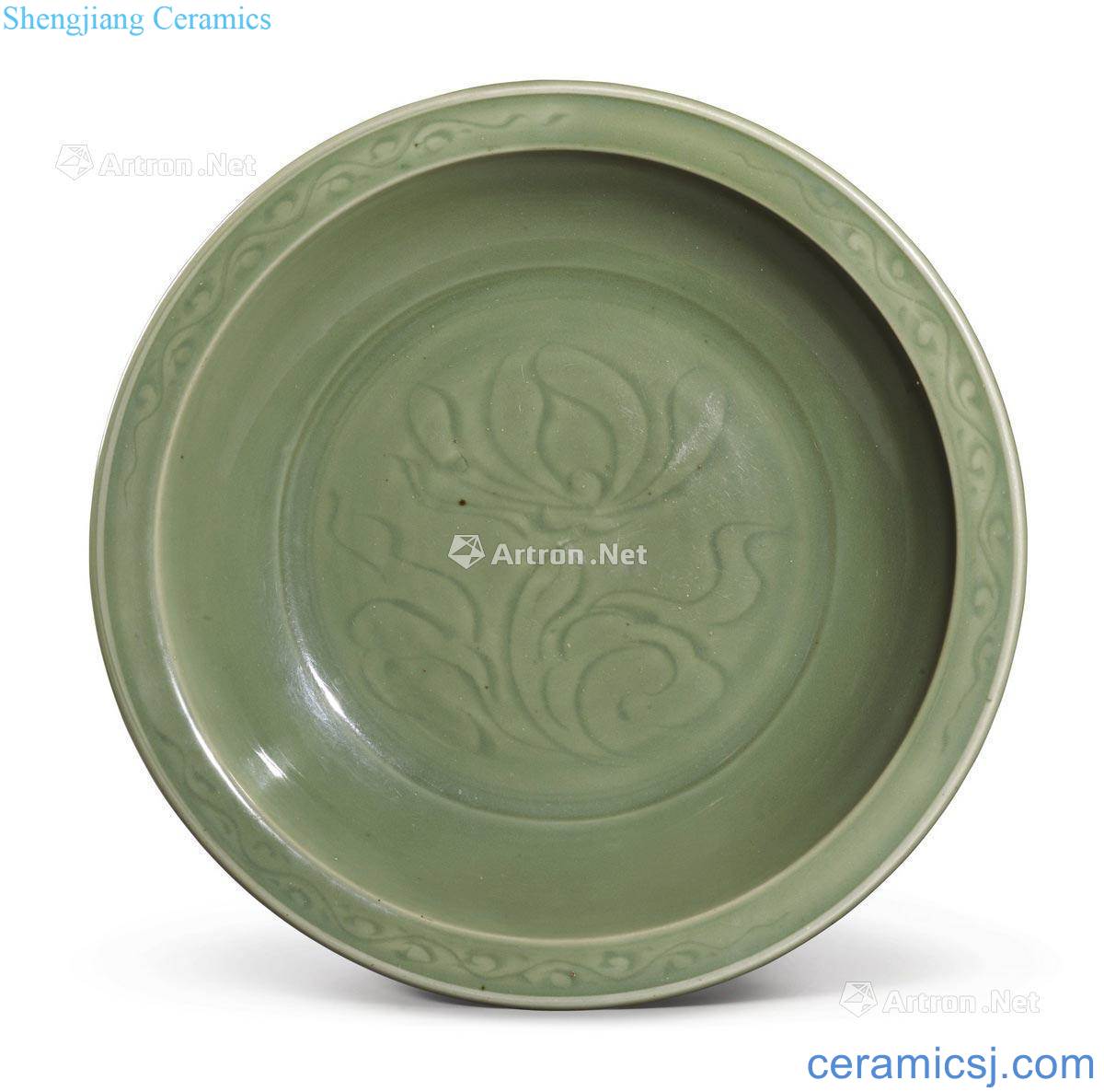 The 16th century Ming Longquan celadon green glazed carved lotus grain market