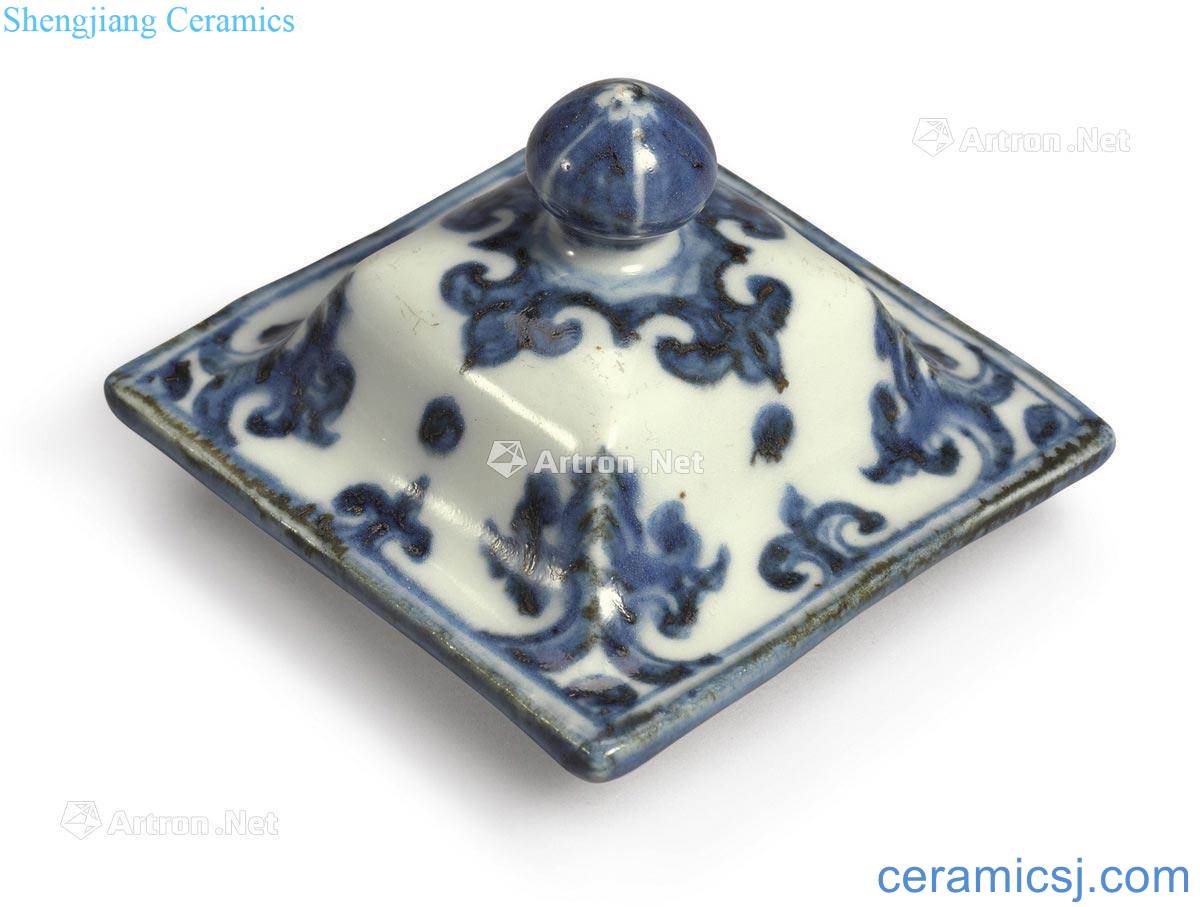 Ming of the 15th century Blue and white square lid