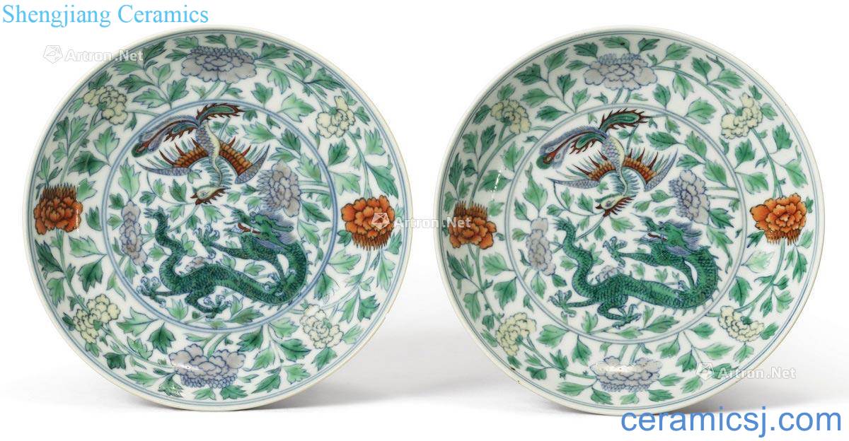 The qing emperor kangxi bucket wear flowers longfeng tray A pair of