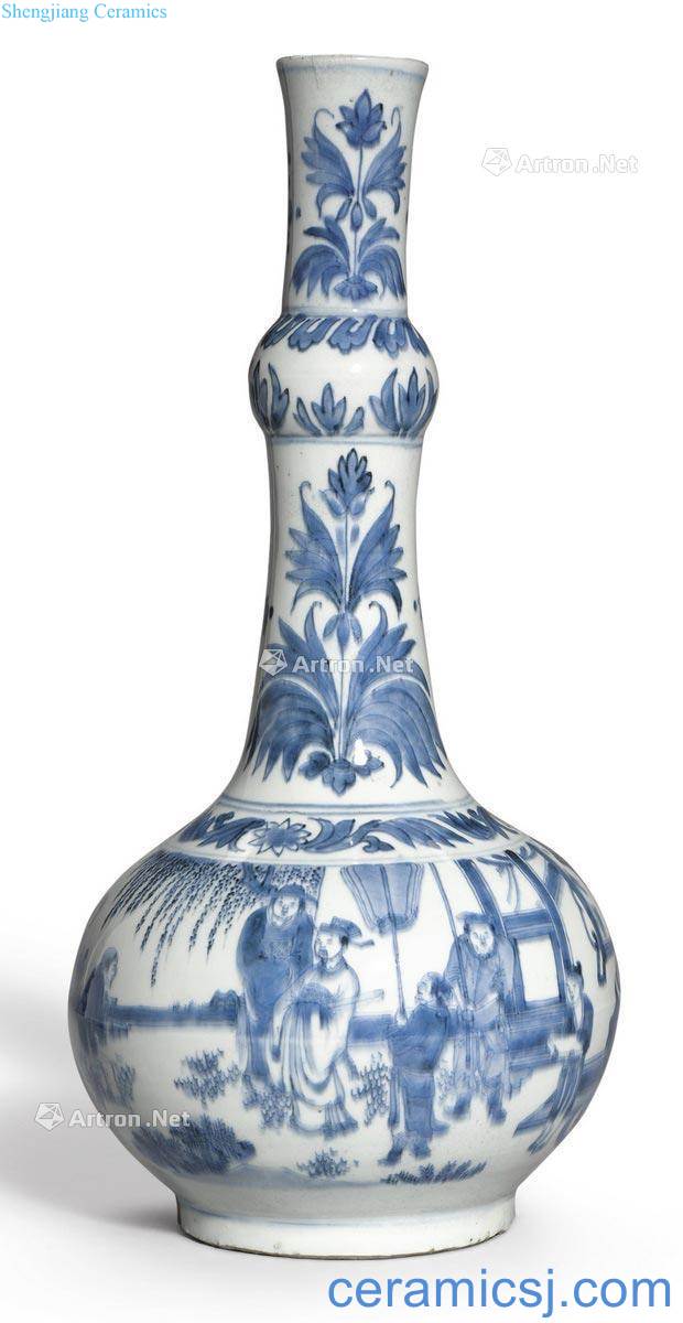 The transition period about 1640 years Blue and white figure flask careers