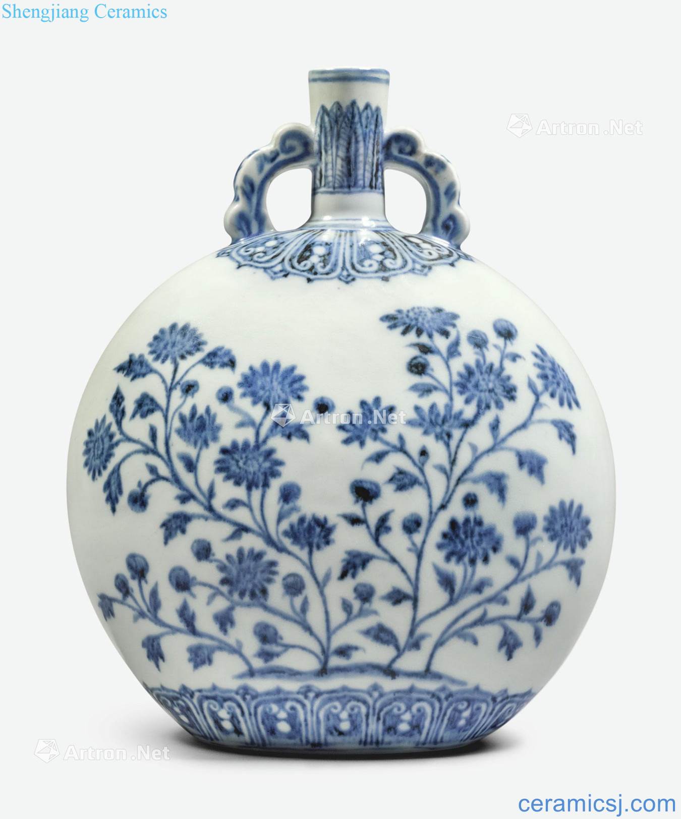 Ming yongle Blue and white asters carnation figure on bottles
