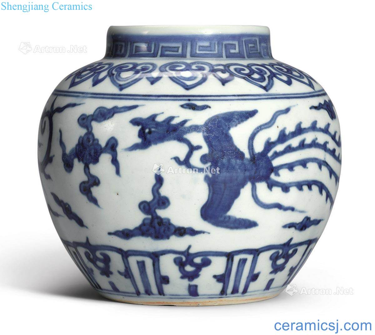 Ming jiajing Blue and white YunFeng grain tank