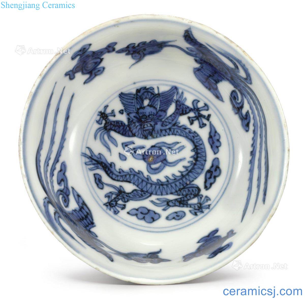 Ming wanli Blue and white small 盌 longfeng grain