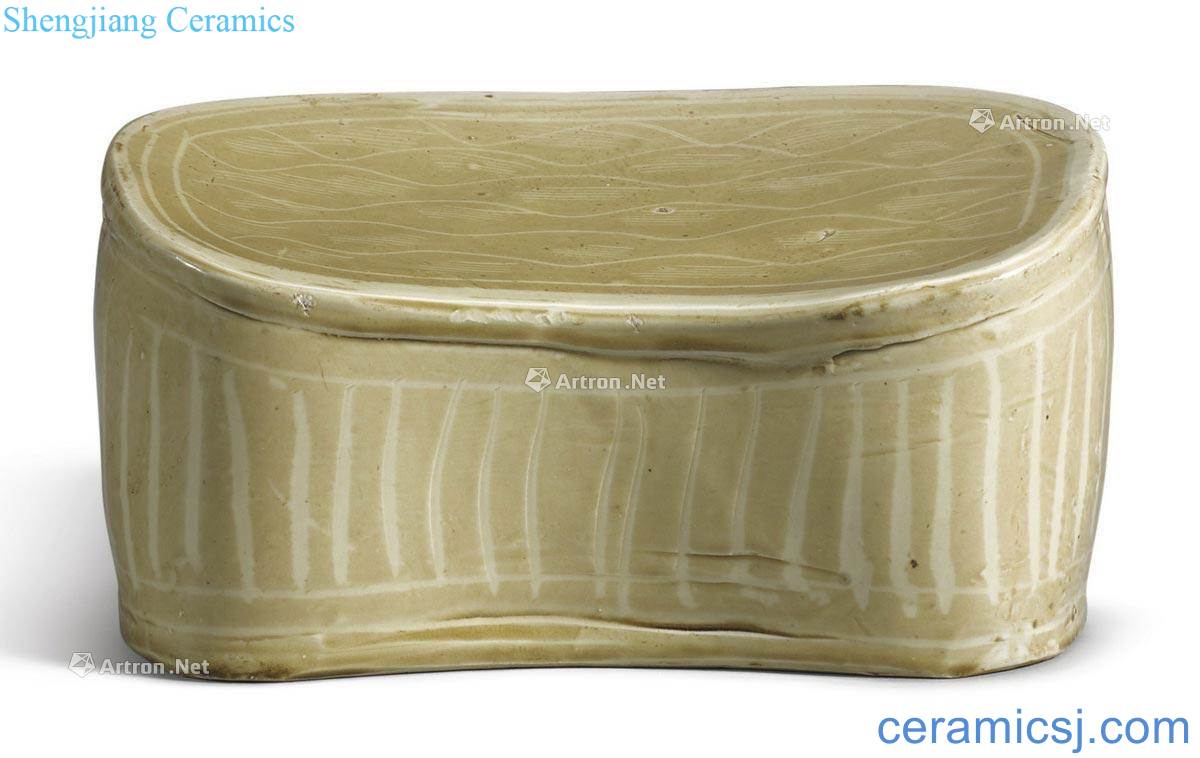 Northern song dynasty ~ gold kiln is water brown flower stroke corrugated pillow