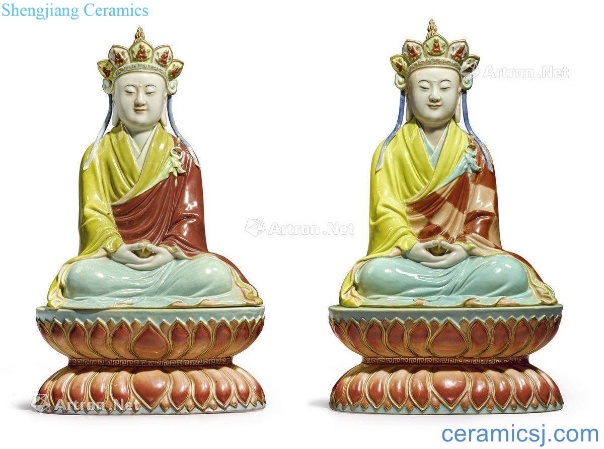 Qing qianlong and jiaqing pastel like ksitigarbha bodhisattva statue statue