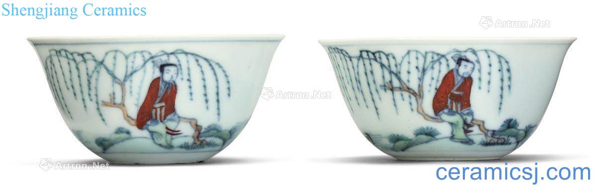 The qing emperor kangxi bucket color view of xihe figure small pair of geese