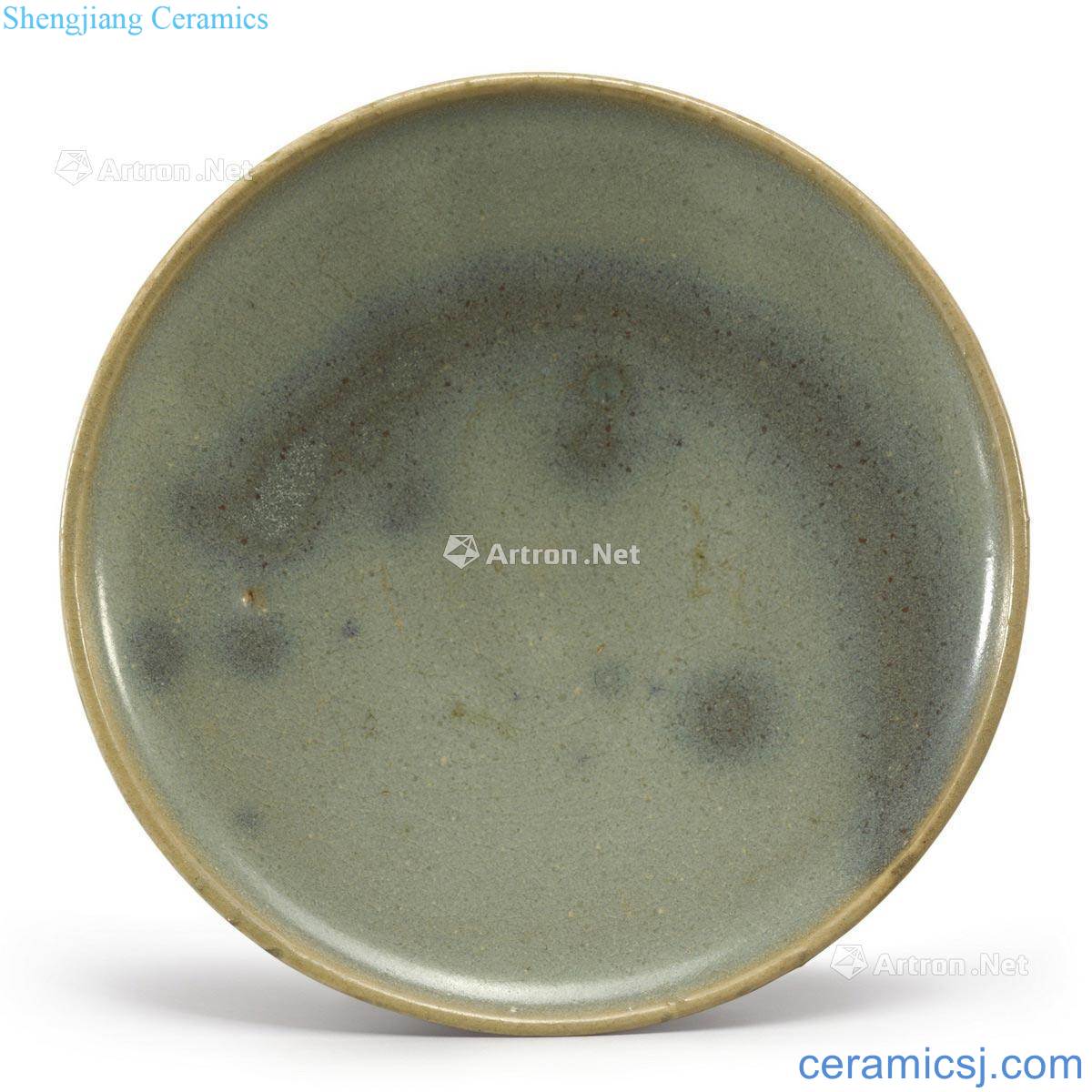 Gold ~ yuan Pa is sky blue glaze purple small dish