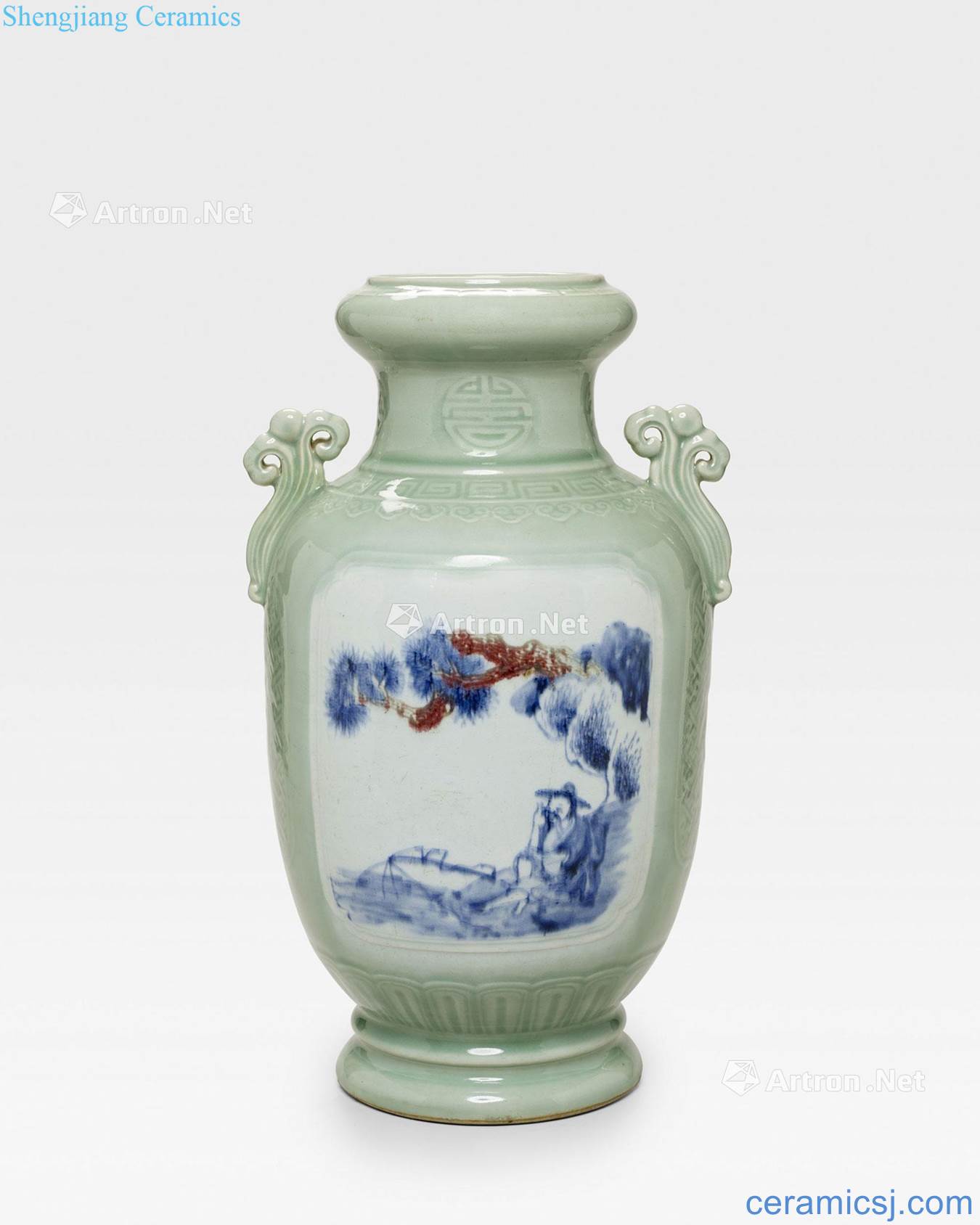 In the eighteenth century Pea green blue youligong yu le figure bottles