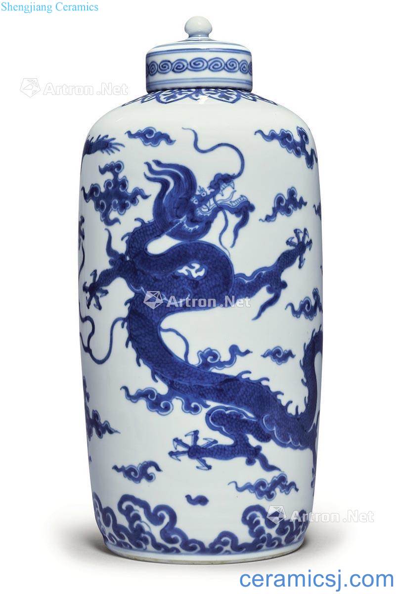 Qing yongzheng Big blue sea YunLongWen tea bottle