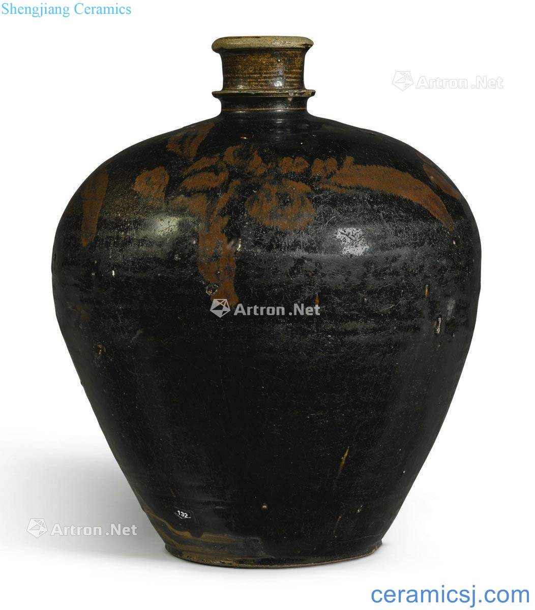 The song ~ gold The black glaze rust pattern small mouth bottle