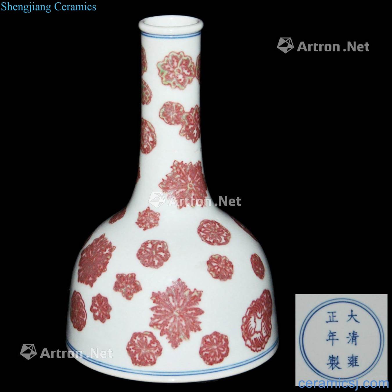 Qing yongzheng blue-and-white youligong red-skinned cone a bell