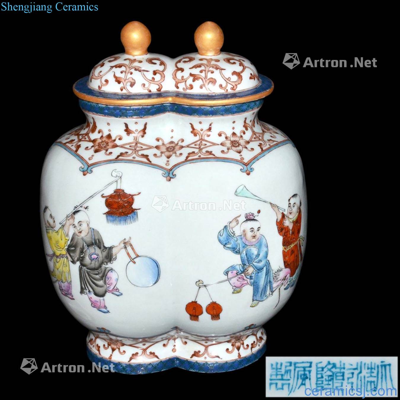 Qing qianlong enamel paint for child play with GaiShuangLian bottles