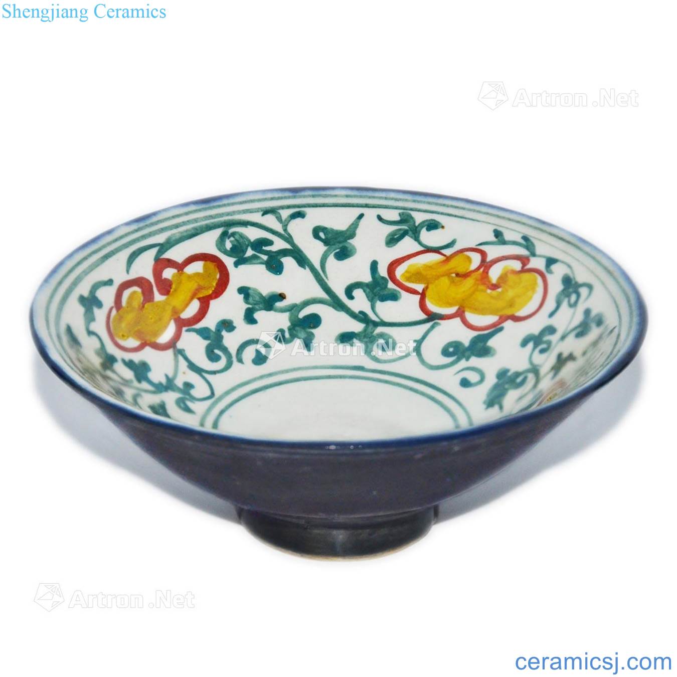 The five dynasties Blue and white glaze branch flower disc