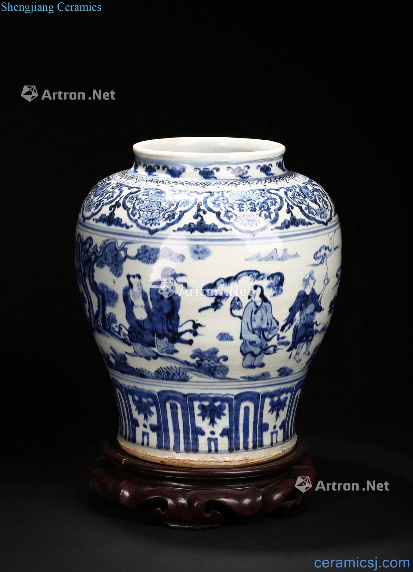 Early Ming dynasty Blue group of fairy celebrates the life of the big cans