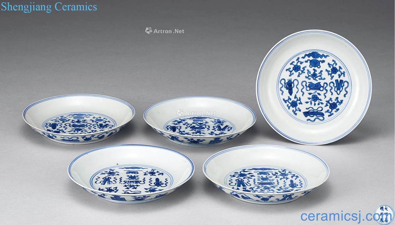 Ming Dark blue and white the eight immortals tray (five guest)