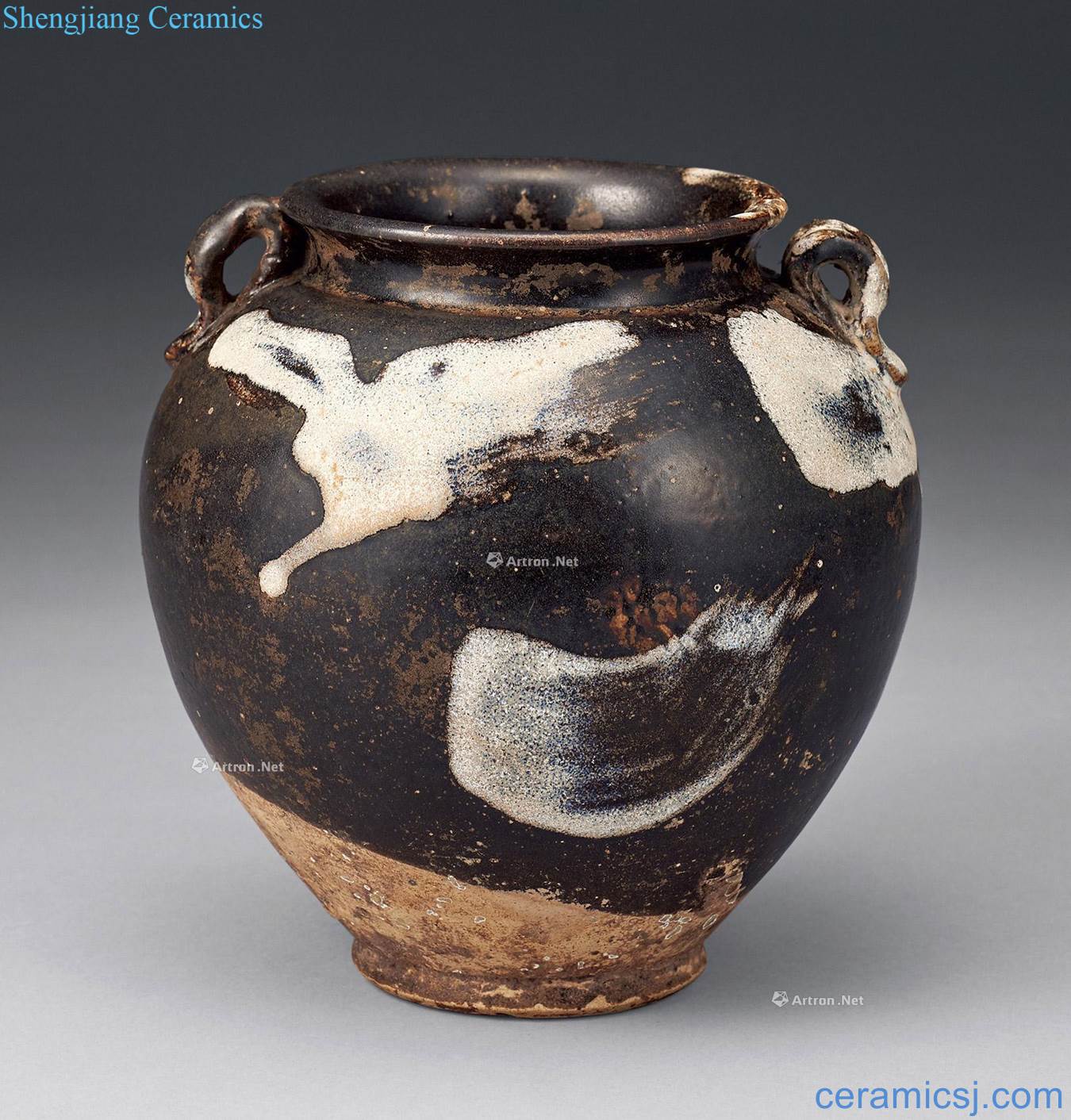 The song dynasty Brown glaze binaural pot