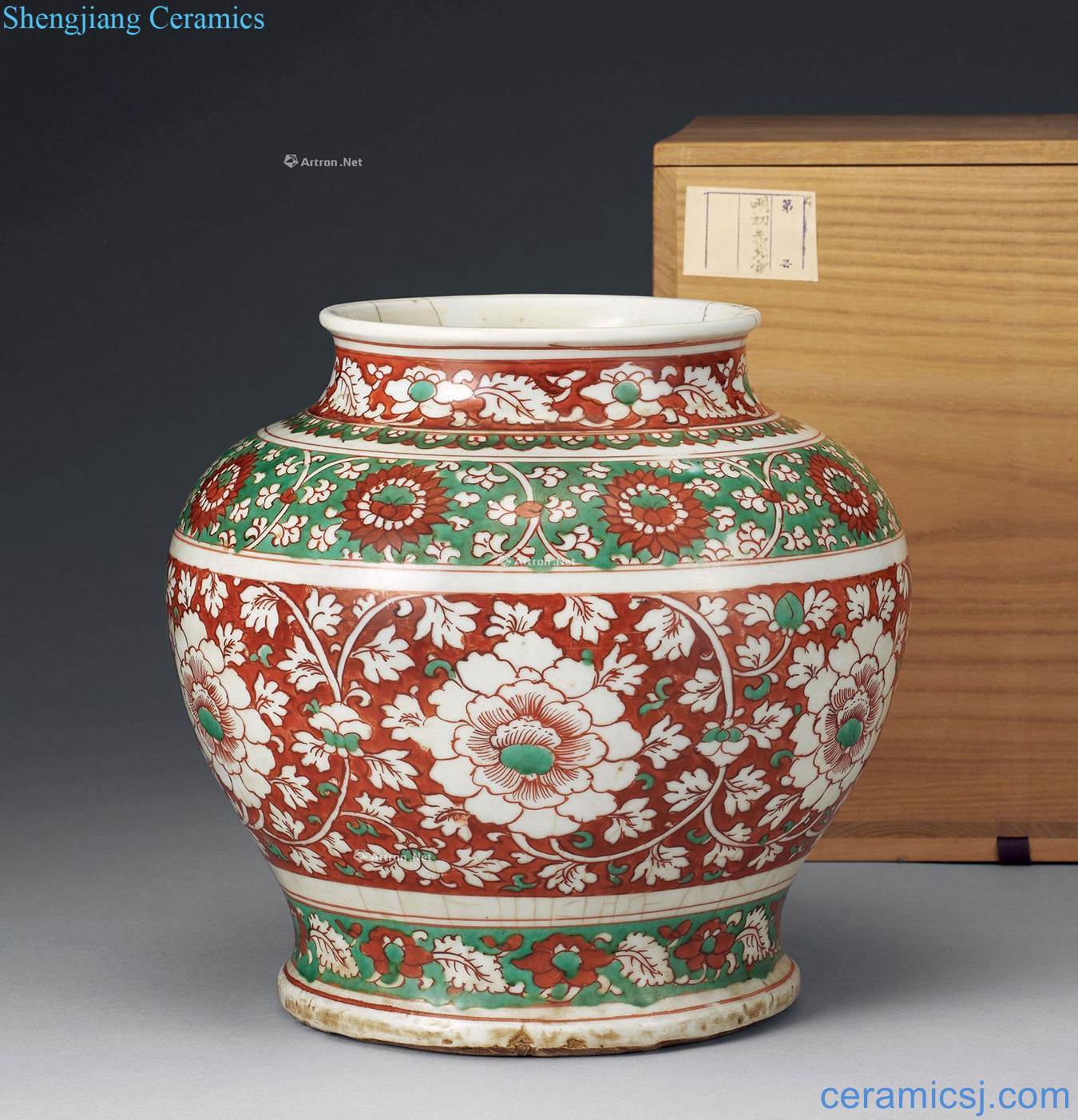 Ming Colorful peony grains pot